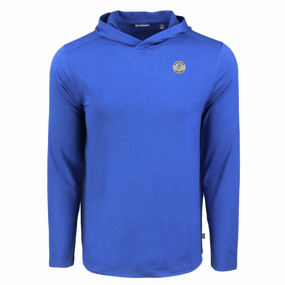 Milwaukee Brewers Cutter & Buck Coastline Epic Comfort Recycled Eco Hoodie Long Sleeve T-Shirt - Royal - MLB Discount