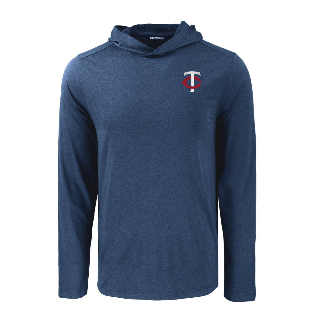 Minnesota Twins Cutter & Buck Coastline Epic Comfort Recycled Eco Hoodie Long Sleeve T-Shirt - Navy - MLB Discount