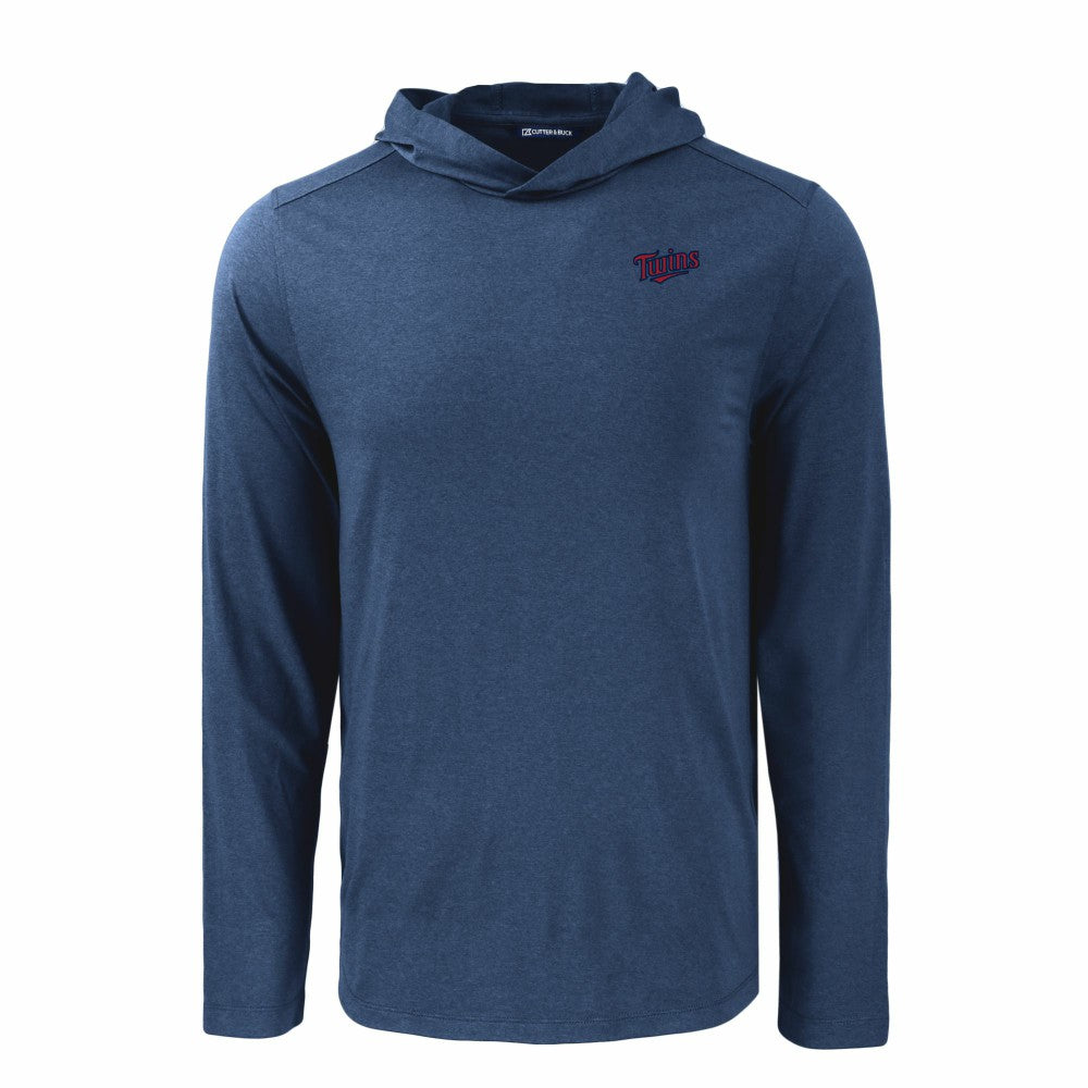 Minnesota Twins Cutter & Buck Coastline Epic Comfort Recycled Eco Hoodie Long Sleeve T-Shirt - Navy - MLB on Sale