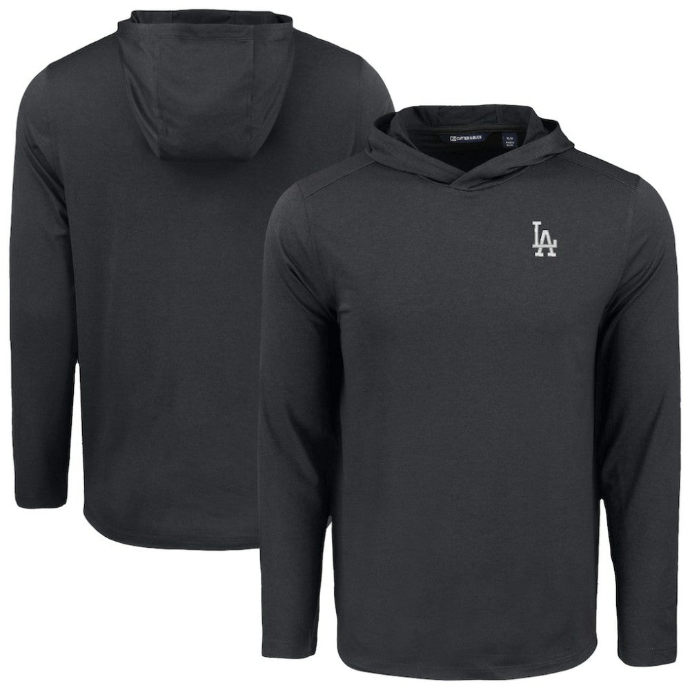 Los Angeles Dodgers Cutter & Buck Coastline Epic Comfort Recycled Eco Hoodie Long Sleeve T-Shirt - Black - MLB Lifestyle