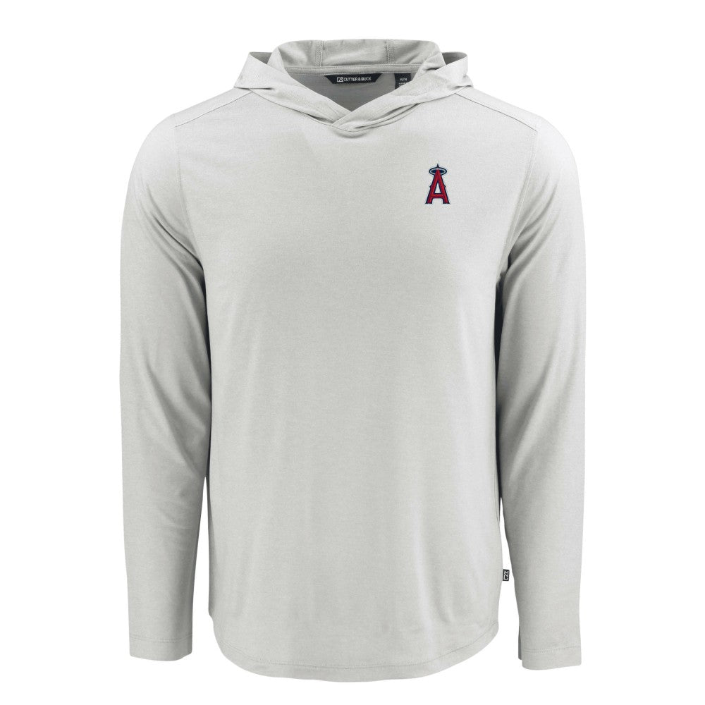 Los Angeles Angels Cutter & Buck Coastline Epic Comfort Recycled Eco Hoodie Long Sleeve T-Shirt - Gray - MLB on Sale