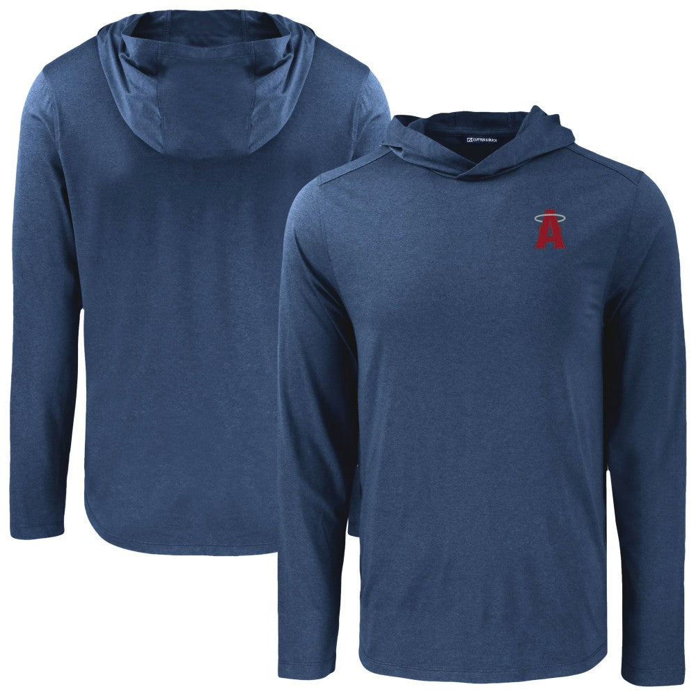 Los Angeles Angels Cutter & Buck Coastline Epic Comfort Recycled Eco Hoodie Long Sleeve T-Shirt - Navy - MLB Lifestyle