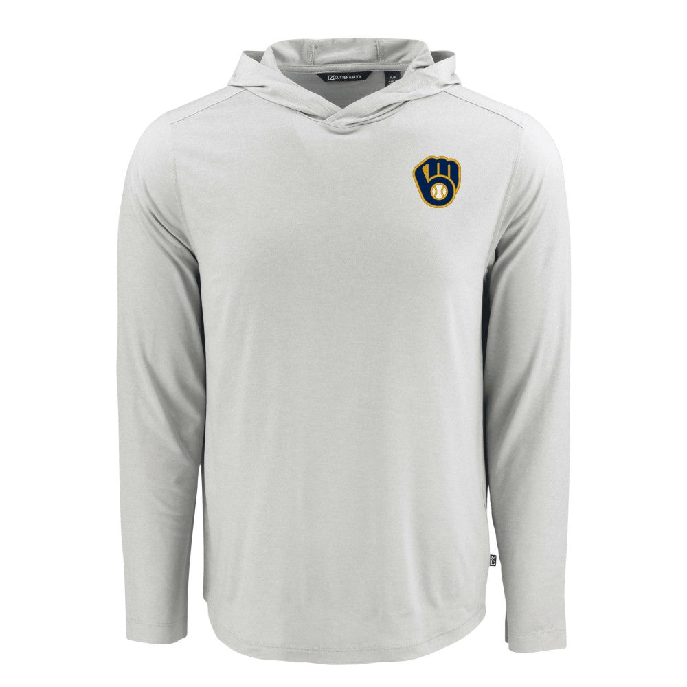 Milwaukee Brewers Cutter & Buck Coastline Epic Comfort Recycled Eco Hoodie Long Sleeve T-Shirt - Gray - MLB Sale