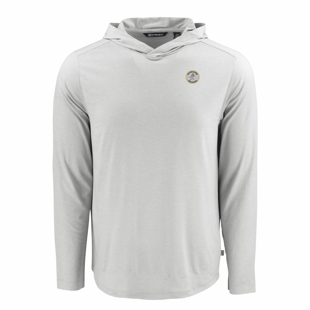 Milwaukee Brewers Cutter & Buck Coastline Epic Comfort Recycled Eco Hoodie Long Sleeve T-Shirt - Gray - MLB Discount