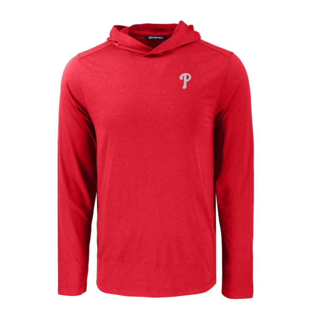 Philadelphia Phillies Cutter & Buck Coastline Epic Comfort Recycled Eco Hoodie Long Sleeve T-Shirt - Red - MLB Sale