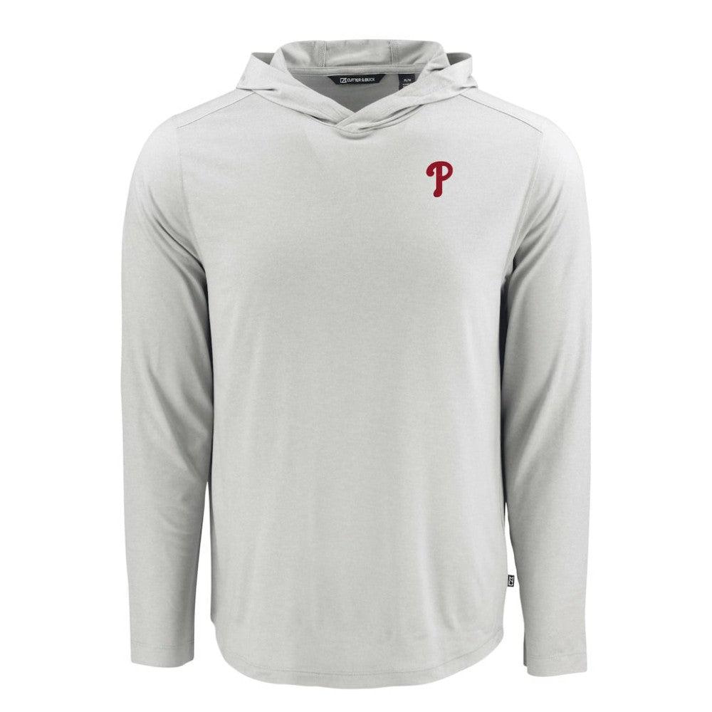 Philadelphia Phillies Cutter & Buck Coastline Epic Comfort Recycled Eco Hoodie Long Sleeve T-Shirt - Gray - MLB Discount