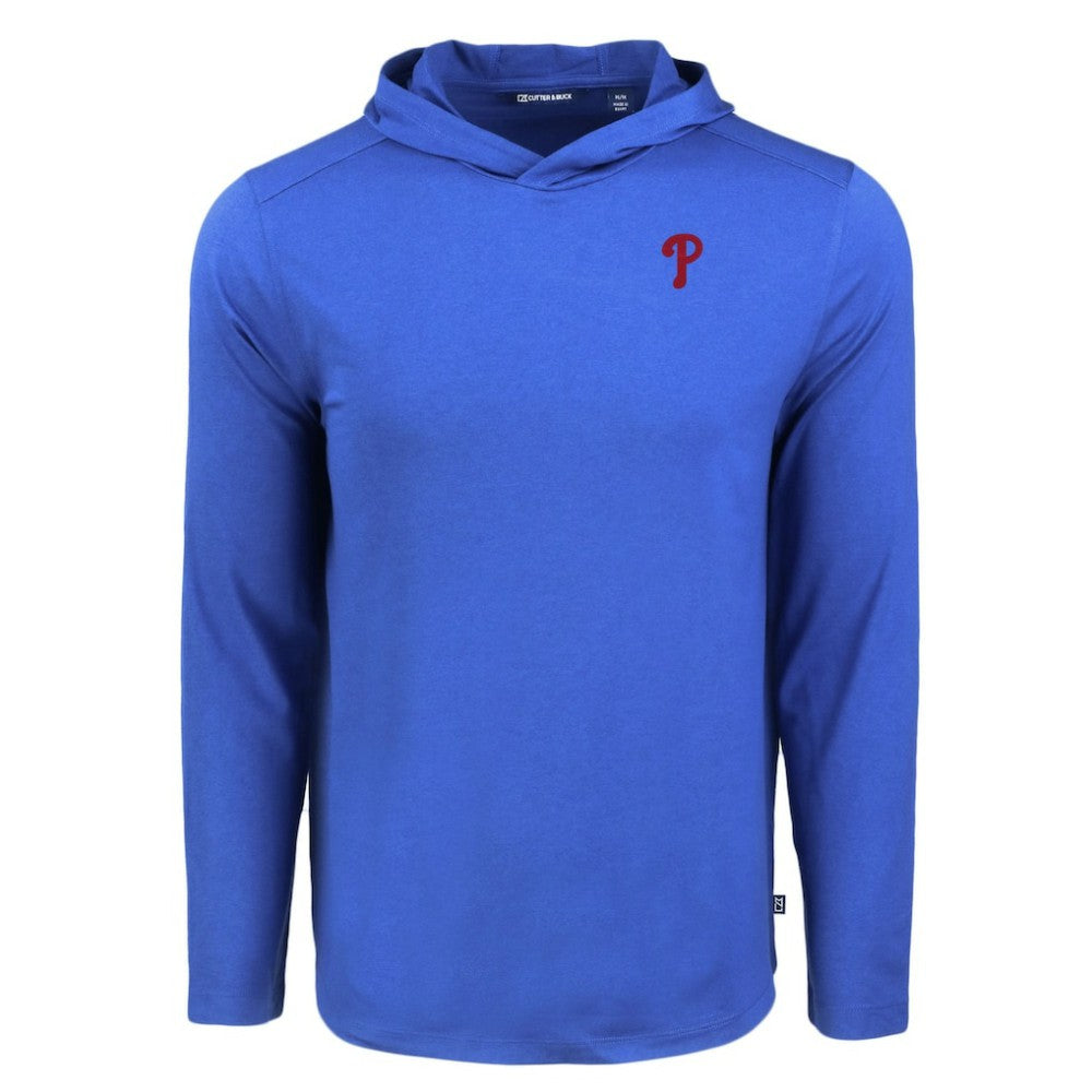 Philadelphia Phillies Cutter & Buck Coastline Epic Comfort Recycled Eco Hoodie Long Sleeve T-Shirt - Royal - MLB Lifestyle