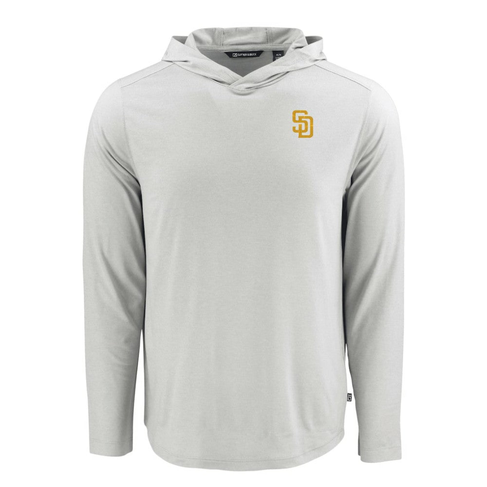 San Diego Padres Cutter & Buck Coastline Epic Comfort Recycled Eco Hoodie Long Sleeve T-Shirt - Gray - MLB Lifestyle