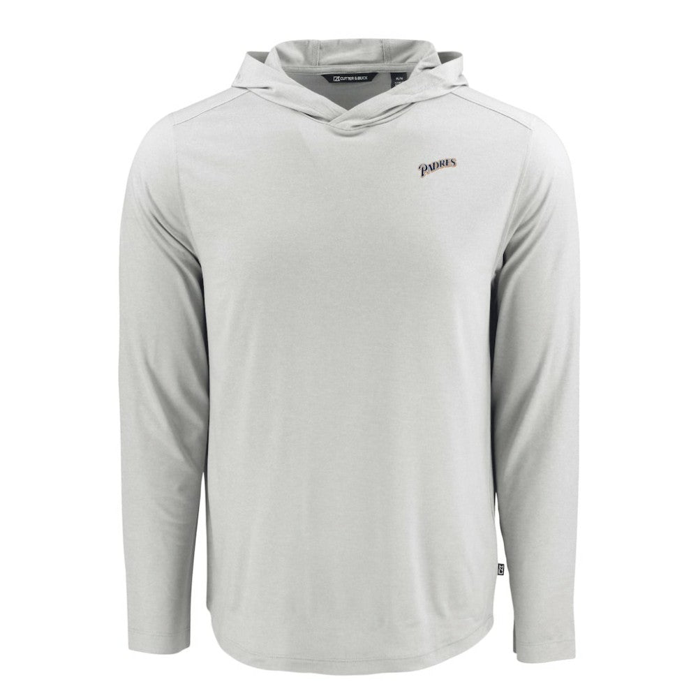 San Diego Padres Cutter & Buck Coastline Epic Comfort Recycled Eco Hoodie Long Sleeve T-Shirt - Gray - MLB Lifestyle