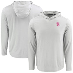 San Diego Padres Cutter & Buck Coastline Epic Comfort Recycled Eco Hoodie Long Sleeve T-Shirt - Gray - MLB Lifestyle