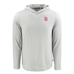 San Diego Padres Cutter & Buck Coastline Epic Comfort Recycled Eco Hoodie Long Sleeve T-Shirt - Gray - MLB Lifestyle