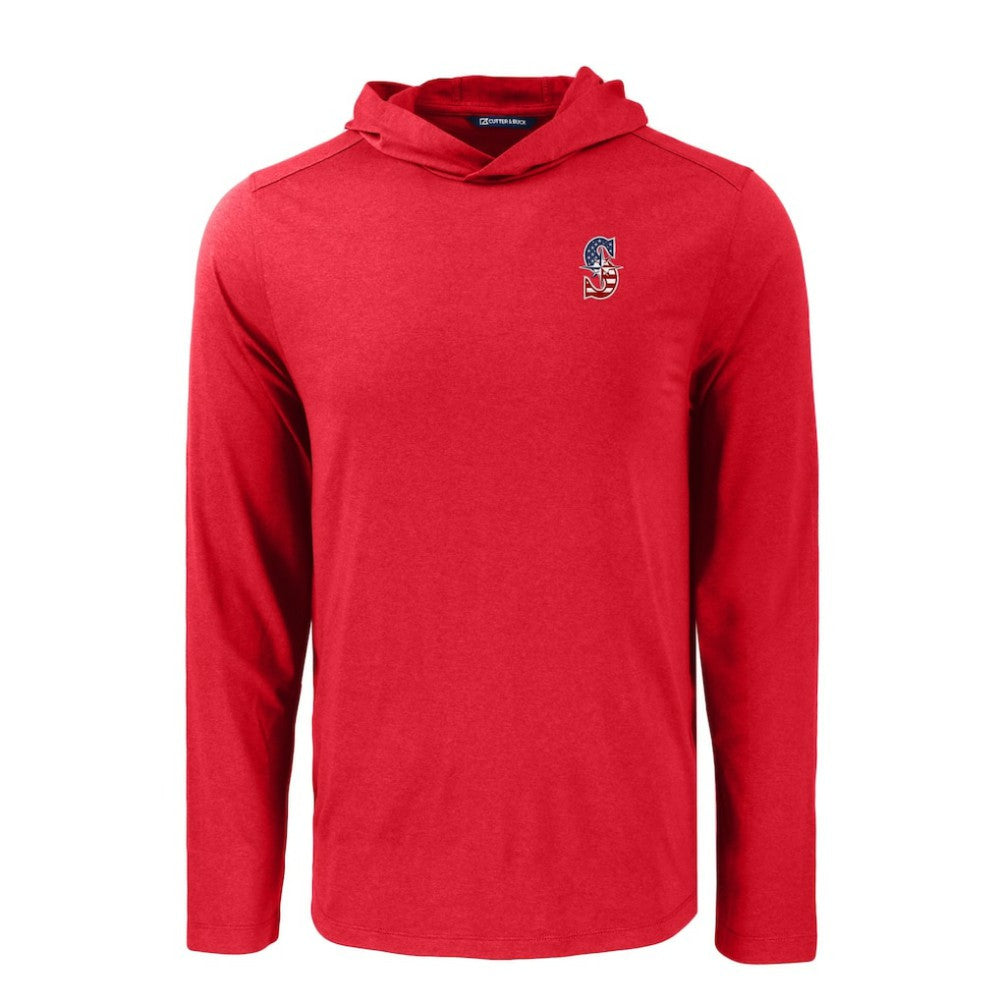 Seattle Mariners Cutter & Buck Coastline Epic Comfort Recycled Eco Hoodie Long Sleeve T-Shirt - Red - MLB Discount