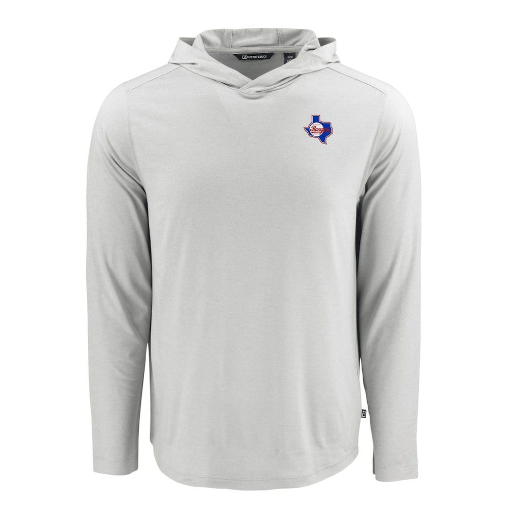 Texas Rangers Cutter & Buck Coastline Epic Comfort Recycled Eco Hoodie Long Sleeve T-Shirt - Gray - MLB Sale