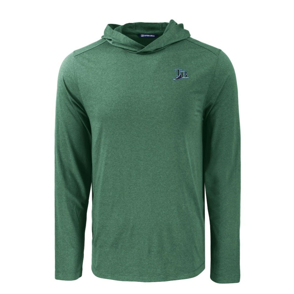 Tampa Bay Rays Cutter & Buck Coastline Epic Comfort Recycled Eco Hoodie Long Sleeve T-Shirt - Hunter Green - MLB Online