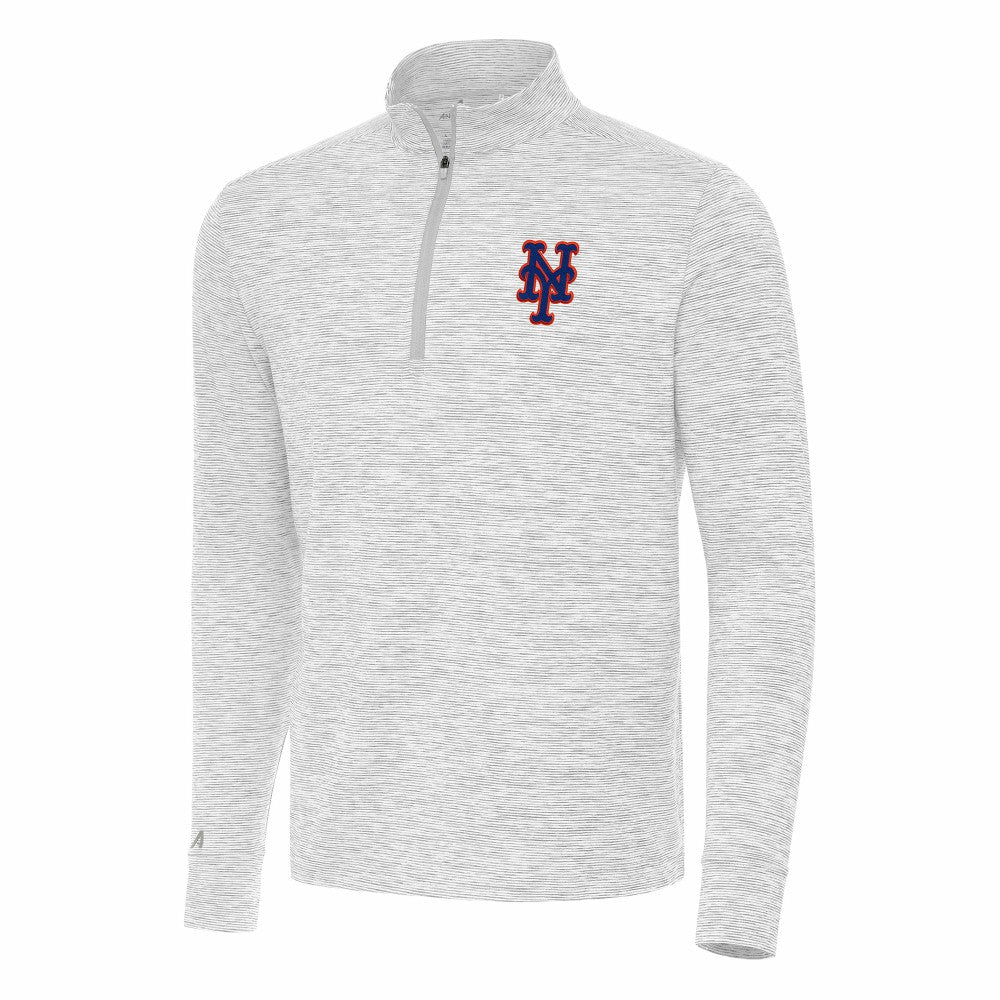 New York Mets Antigua Cause Quarter-Zip Top - Gray/White - MLB Lifestyle