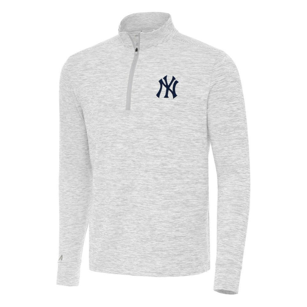 New York Yankees Antigua Cause Quarter-Zip Top - Gray/White - MLB Discount