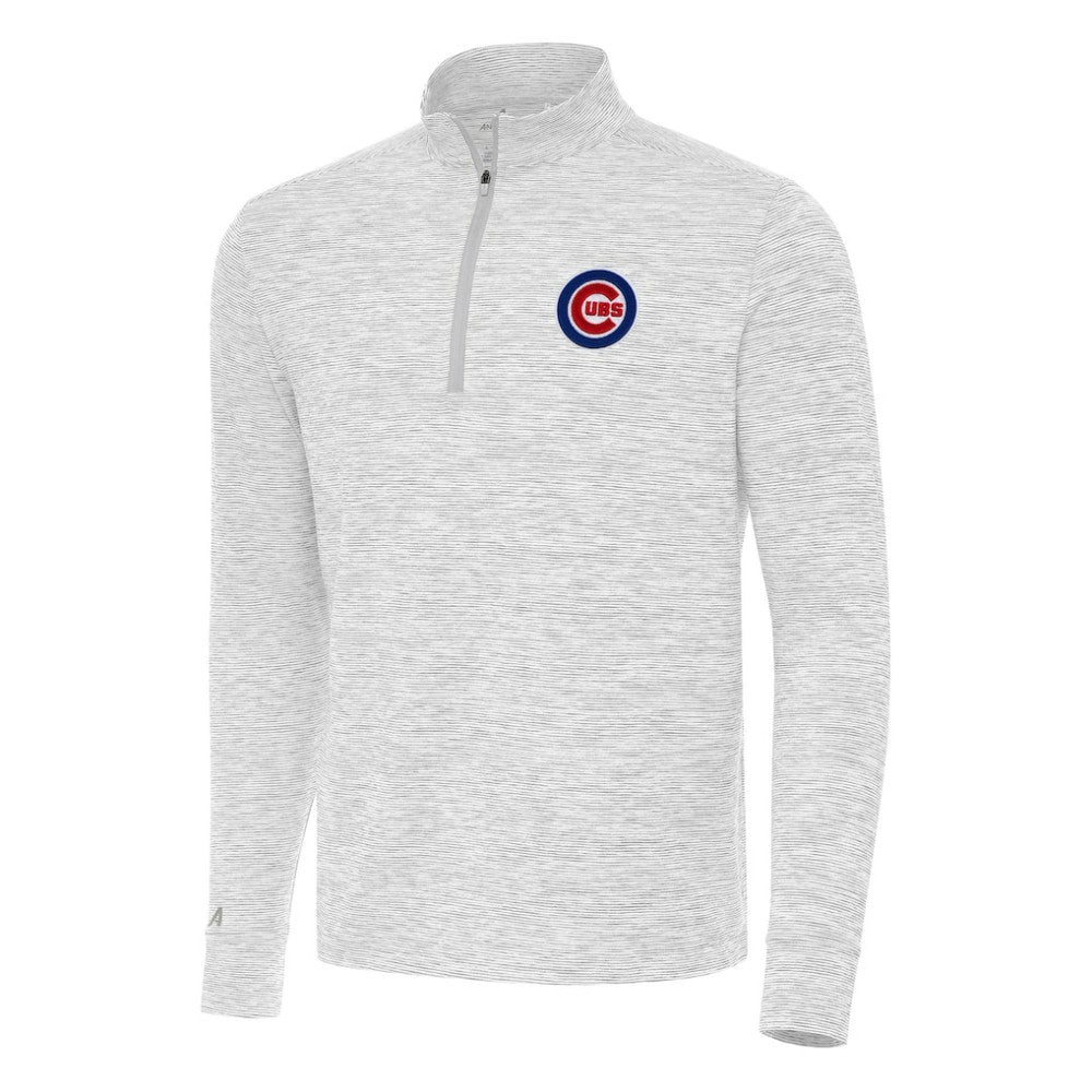 Chicago Cubs Antigua Cause Quarter-Zip Top - Gray/White - MLB Lifestyle