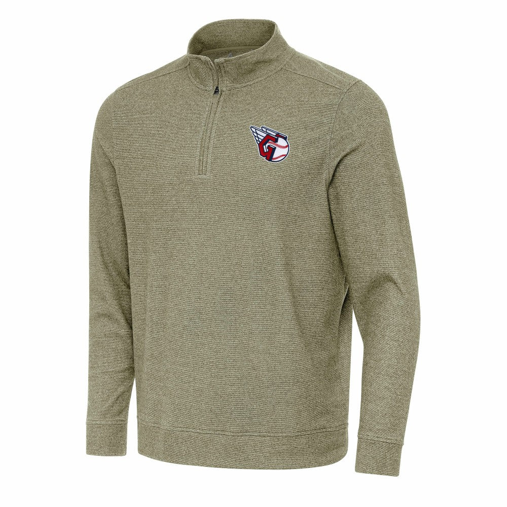 Cleveland Guardians Antigua Subtle Quarter-Zip Sweatshirt - Heather Olive - MLB Online