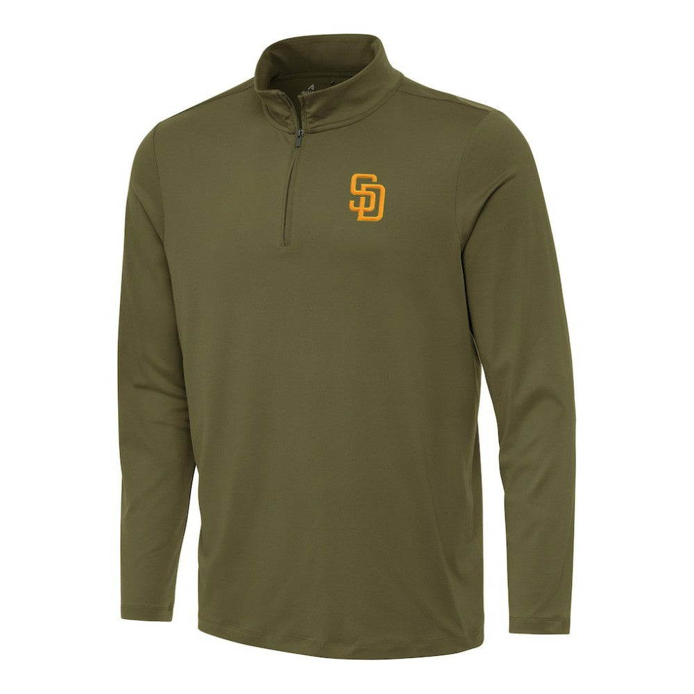 San Diego Padres Antigua Reprocess Quarter-Zip Top - Olive - MLB Sale