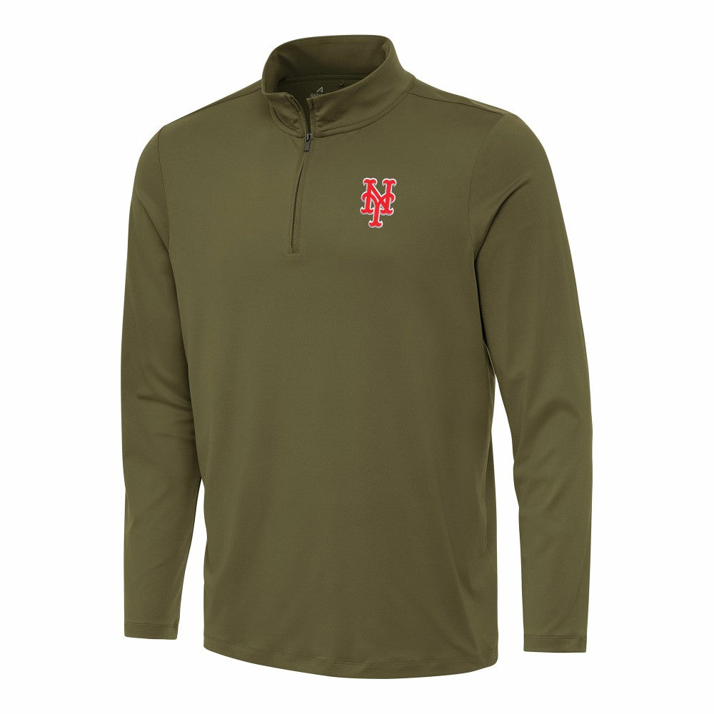 New York Mets Antigua Reprocess Quarter-Zip Top - Olive - MLB Sale