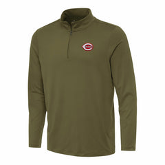 Cincinnati Reds Antigua Reprocess Quarter-Zip Top - Olive - MLB Discount