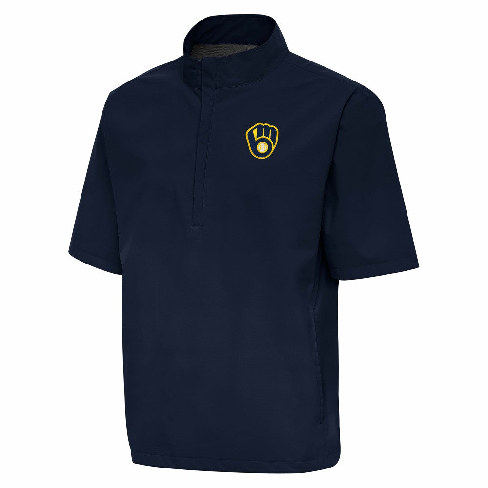 Milwaukee Brewers Antigua Brisk Quarter-Zip Wind Shirt - Navy - MLB Online