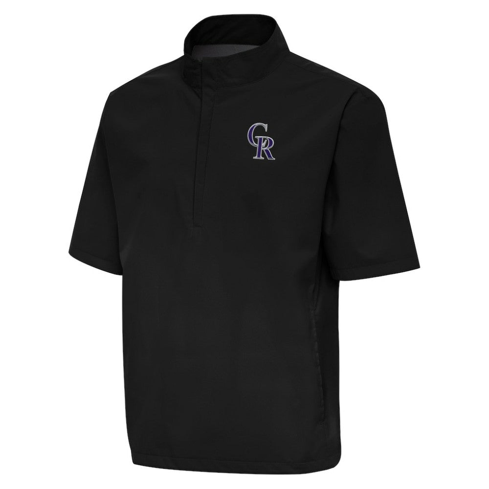Colorado Rockies Antigua Brisk Quarter-Zip Wind Shirt - Black - MLB on Sale