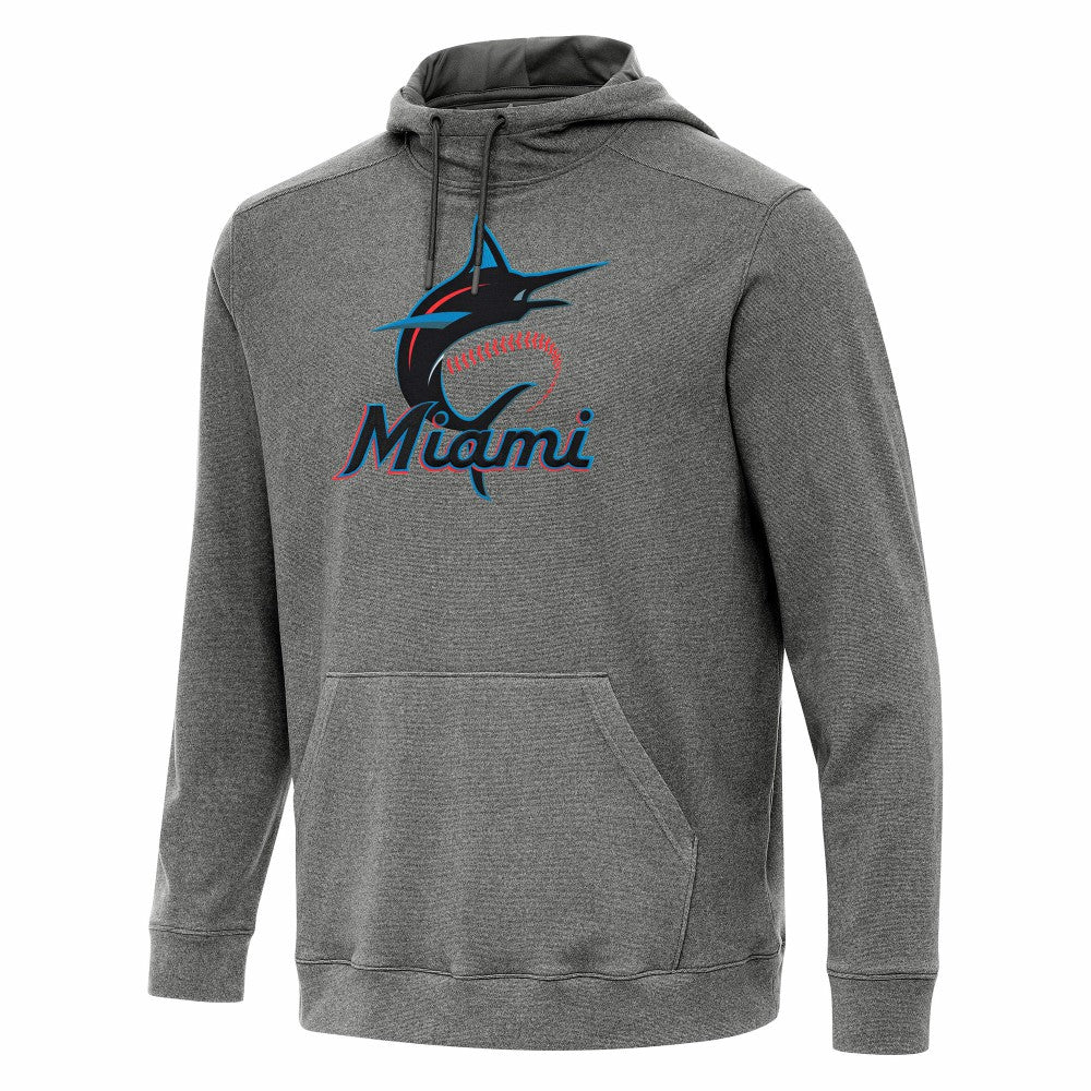Miami Marlins Antigua Cloud Pullover Hoodie - Heather Black - MLB on Sale