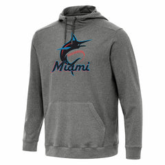 Miami Marlins Antigua Cloud Pullover Hoodie - Heather Black - MLB on Sale