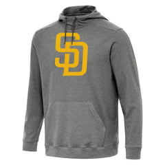 San Diego Padres Antigua Cloud Pullover Hoodie - Heather Black - MLB Discount