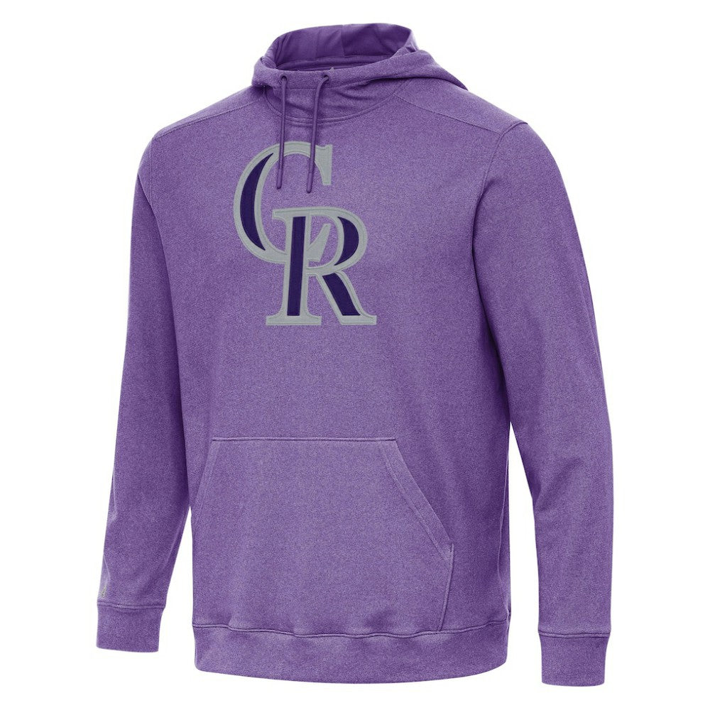 Colorado Rockies Antigua Cloud Pullover Hoodie - Heather Purple - MLB Lifestyle