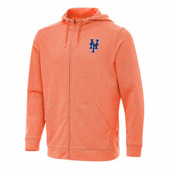 New York Mets Antigua Effortless Full-Zip Hooded Jacket - Heather Orange - MLB Sale