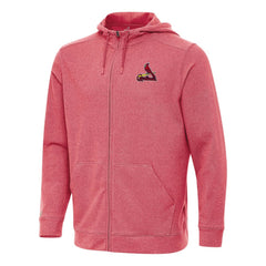 St. Louis Cardinals Antigua Effortless Full-Zip Hooded Jacket - Heather Red - MLB Discount