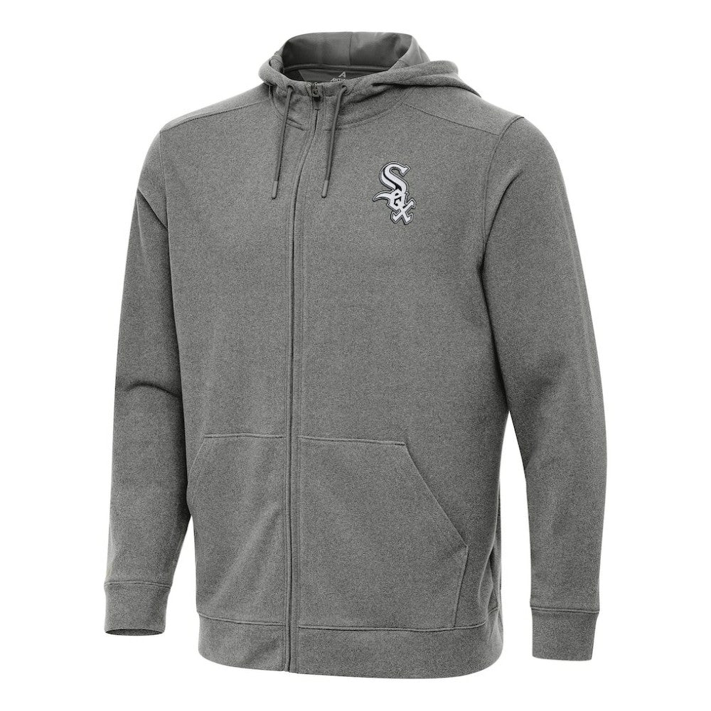 Chicago White Sox Antigua Effortless Full-Zip Hooded Jacket - Heather Black - MLB Discount