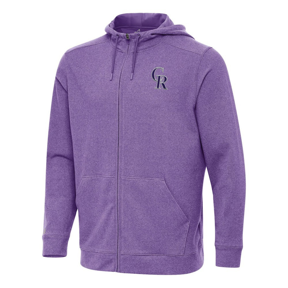 Colorado Rockies Antigua Effortless Full-Zip Hooded Jacket - Heather Purple - MLB Online