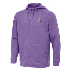 Colorado Rockies Antigua Effortless Full-Zip Hooded Jacket - Heather Purple - MLB Online