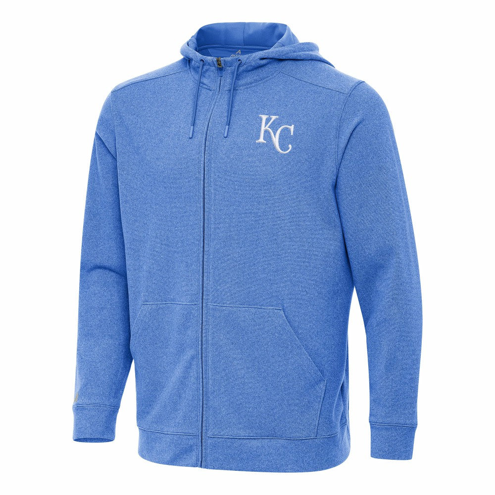 Kansas City Royals Antigua Effortless Full-Zip Hooded Jacket - Heather Royal - MLB Discount