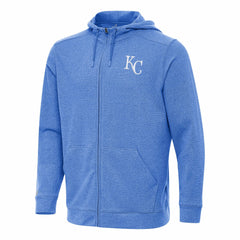 Kansas City Royals Antigua Effortless Full-Zip Hooded Jacket - Heather Royal - MLB Discount
