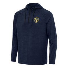 Milwaukee Brewers Antigua Spikes Quarter-Zip Pullover Hoodie - Heather Navy - MLB on Sale