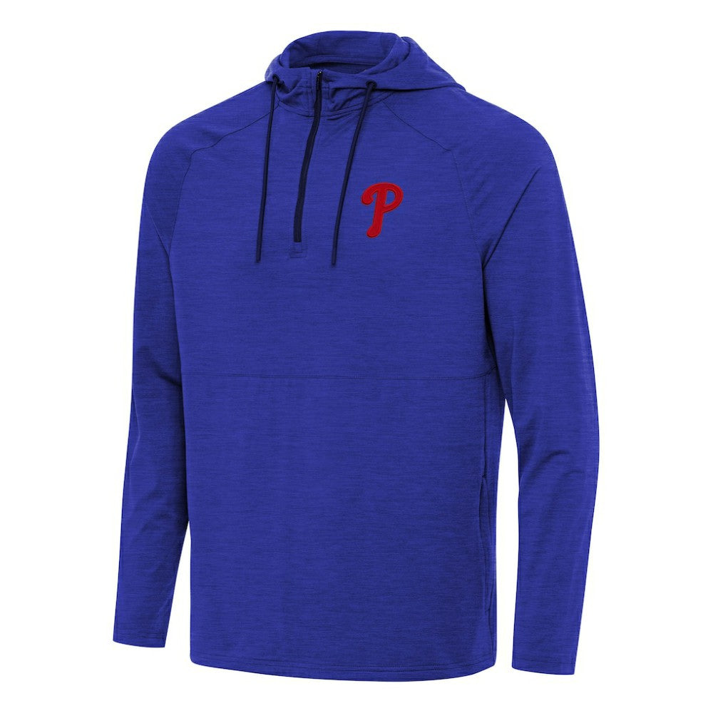 Philadelphia Phillies Antigua Spikes Quarter-Zip Pullover Hoodie - Heather Royal - MLB Sale