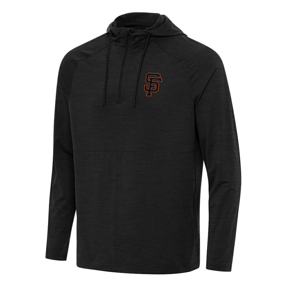 San Francisco Giants Antigua Spikes Quarter-Zip Pullover Hoodie - Heather Black - MLB on Sale
