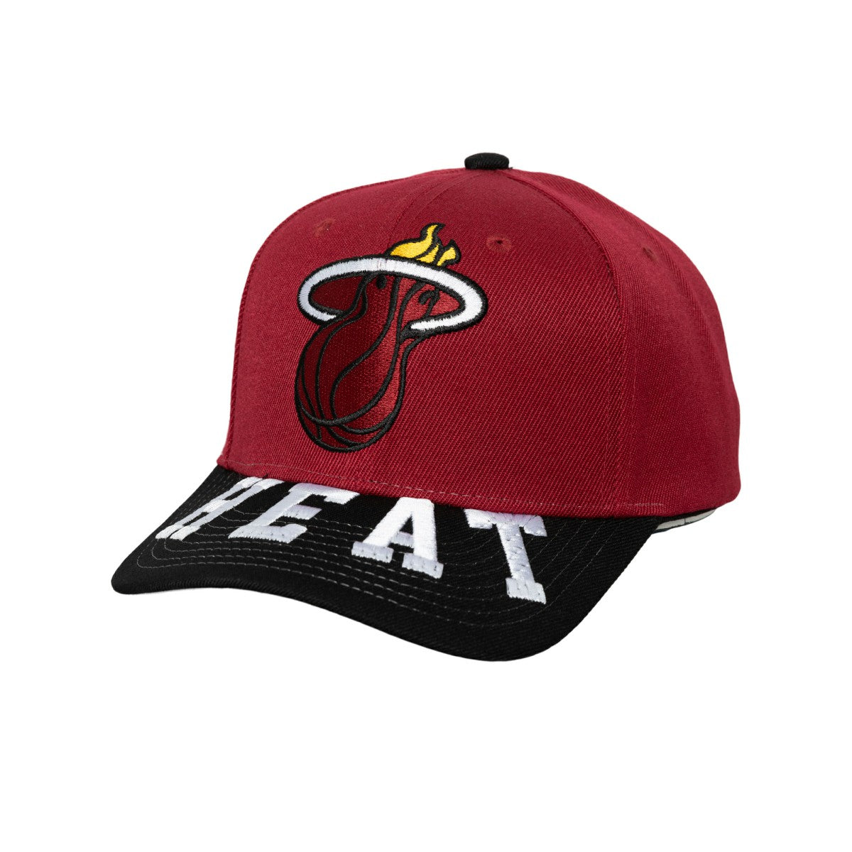 Miami Heat Underarch Two-Tone Pro Crown Snapback Hat Red/Black | Mitchell & Ness