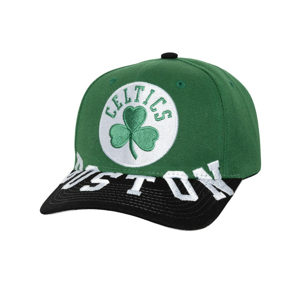 Boston Celtics Underarch Two-Tone Pro Crown Snapback Hat Kelly Green/Black | Mitchell & Ness for sale