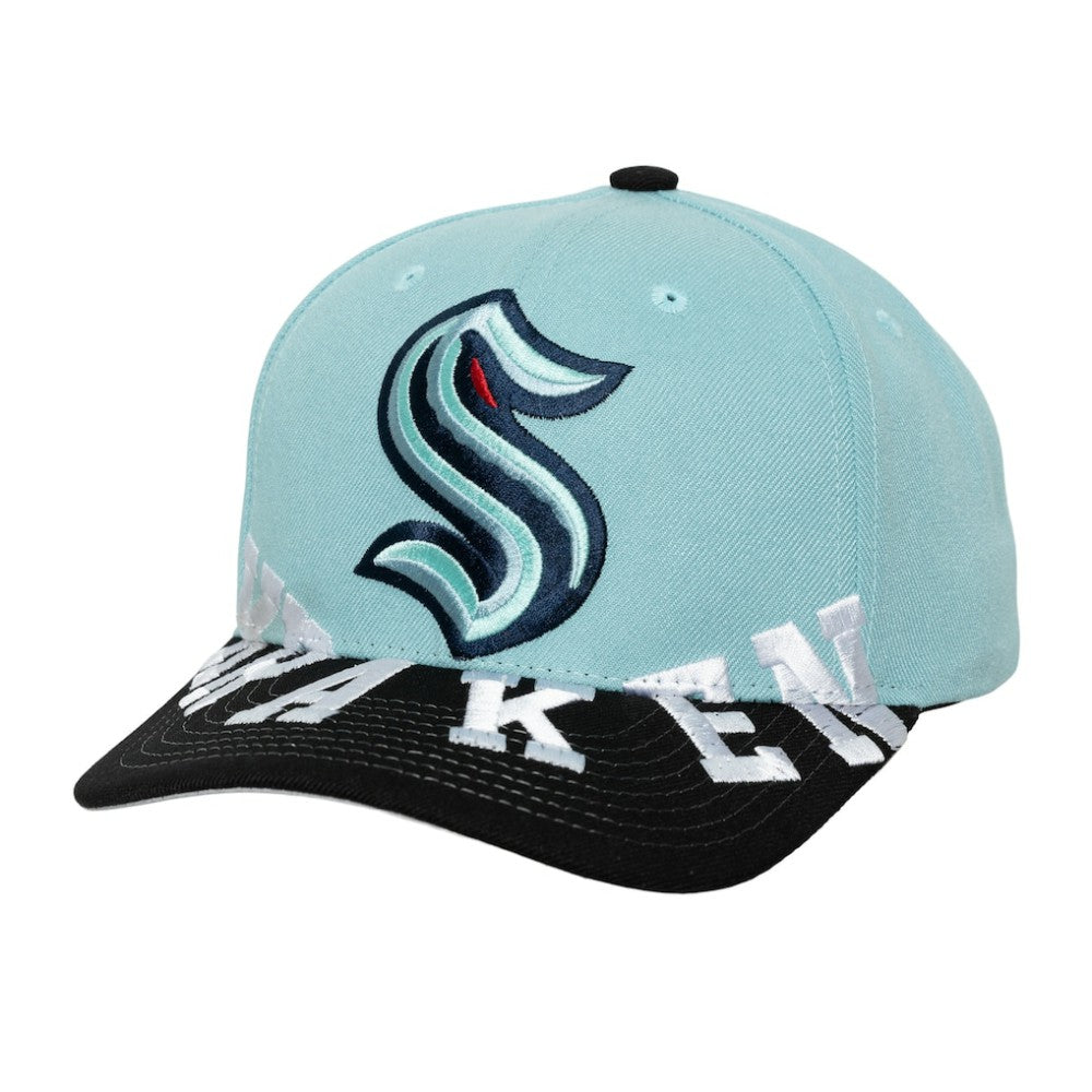 Seattle Kraken Mitchell & Ness Underarch Two-Tone Pro Crown Snapback Hat - Light Blue/Black - NHL 201994444