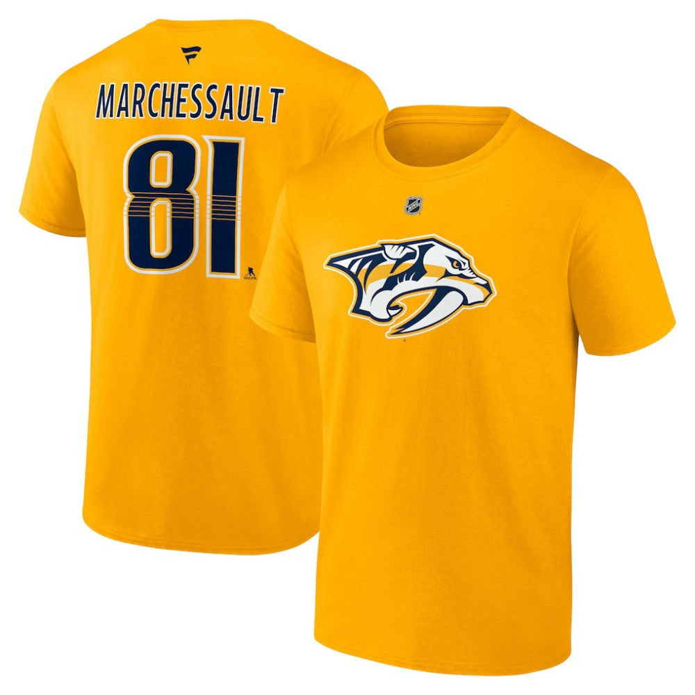 Jonathan Marchessault Nashville Predators Fanatics Authentic Stack Name & Number T-Shirt - Gold - NHL 201994513