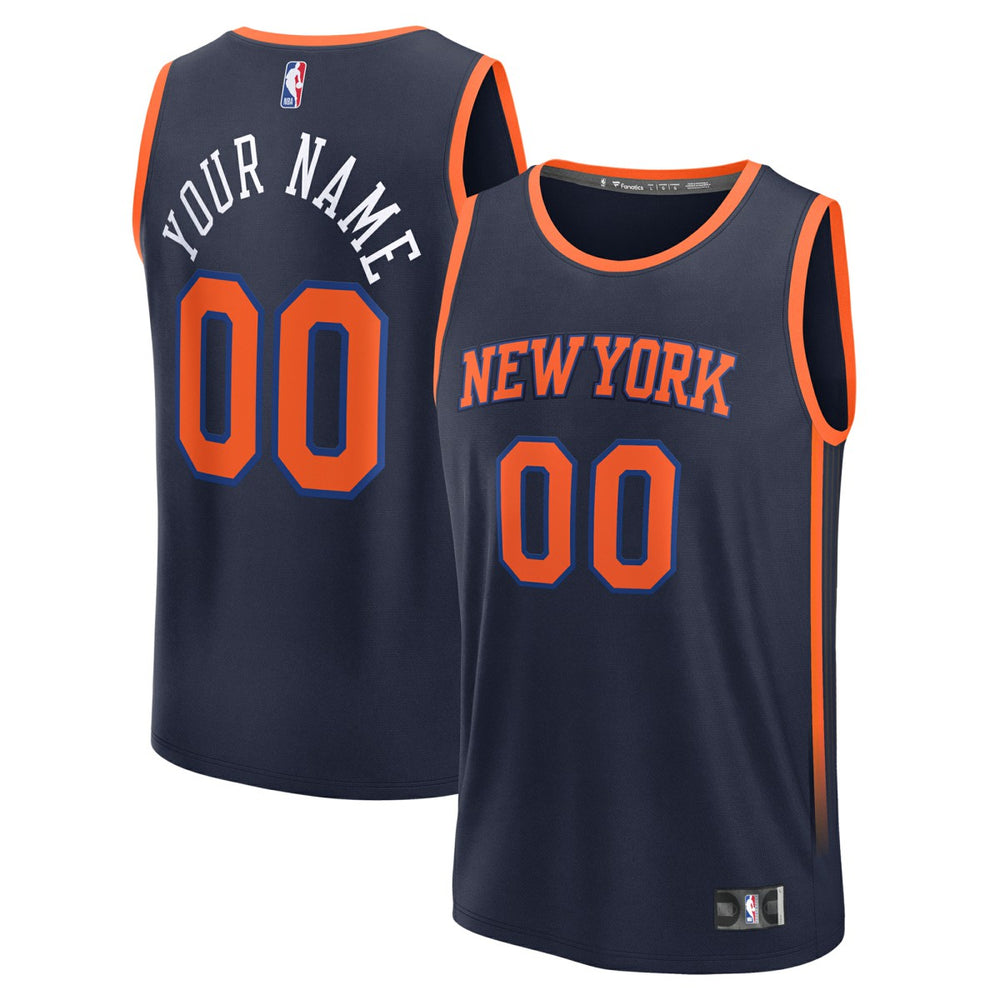 New York Knicks Fast Break Custom Jersey Statement Edition Navy | Fanatics