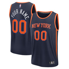 New York Knicks Fast Break Custom Jersey Statement Edition Navy | Fanatics