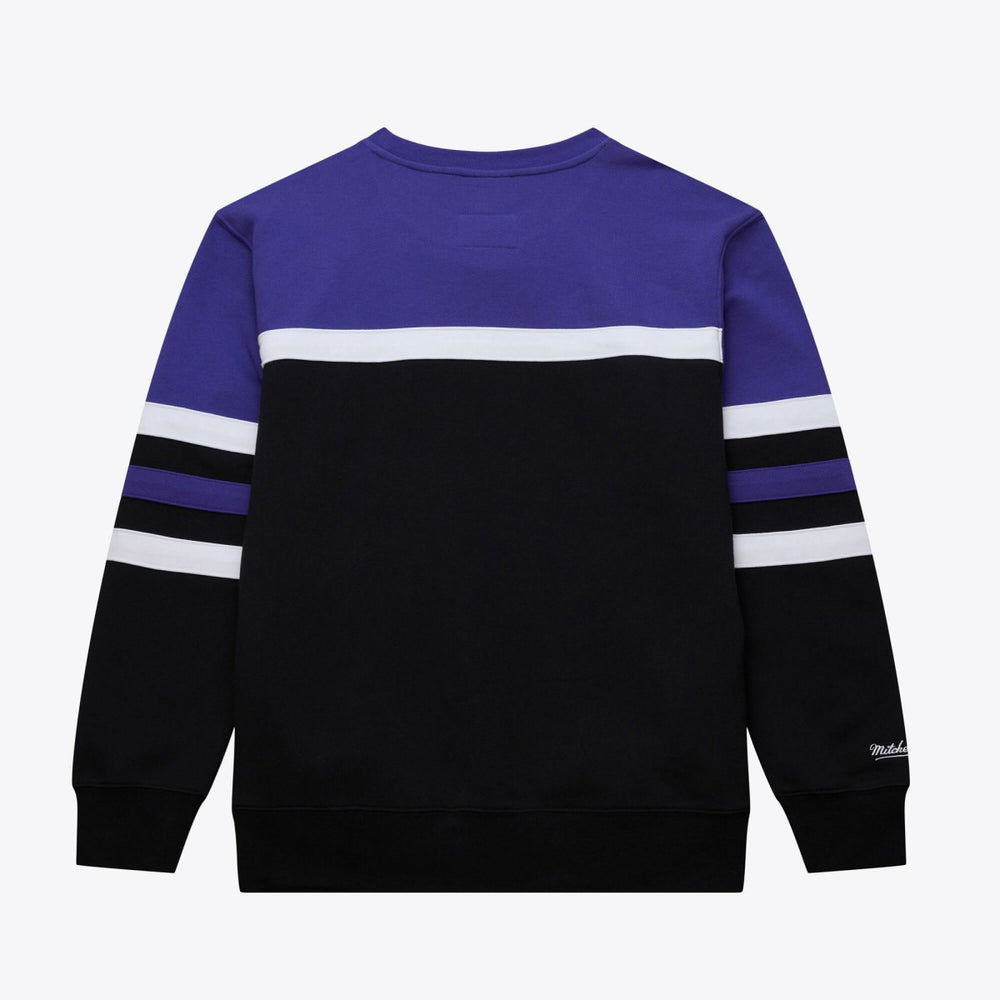 Utah Jazz Hardwood Classics Vintage Logo Head Coach Pullover Sweatshirt Black/Purple | Mitchell & Ness for sale