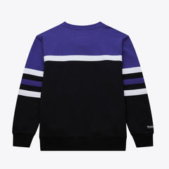 Utah Jazz Hardwood Classics Vintage Logo Head Coach Pullover Sweatshirt Black/Purple | Mitchell & Ness for sale