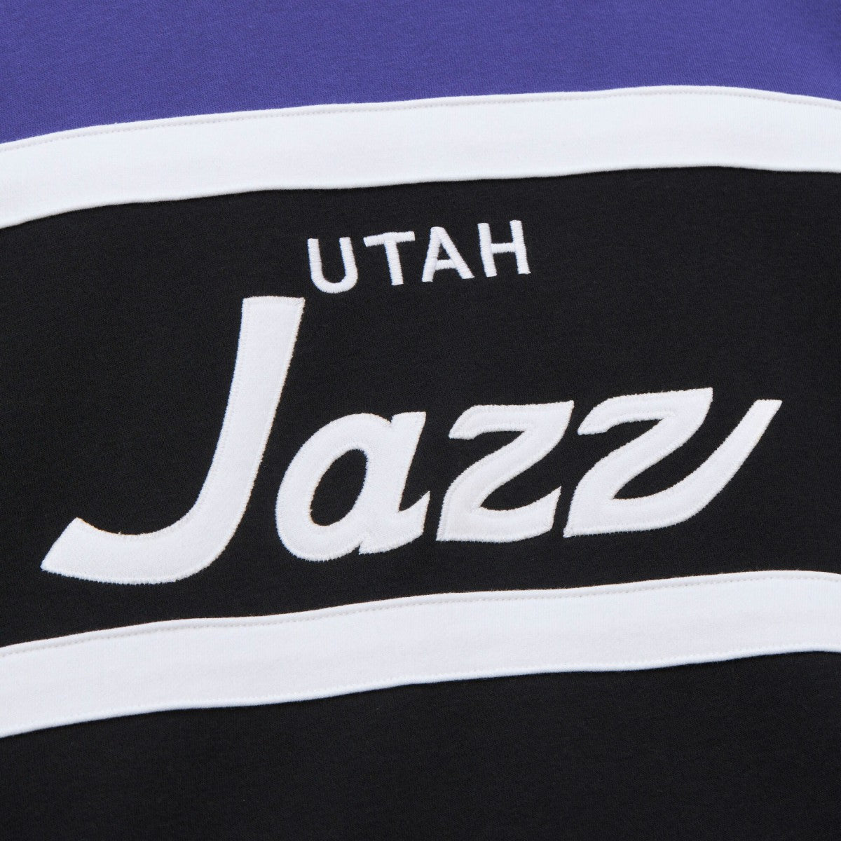 Utah Jazz Hardwood Classics Vintage Logo Head Coach Pullover Sweatshirt Black/Purple | Mitchell & Ness for sale